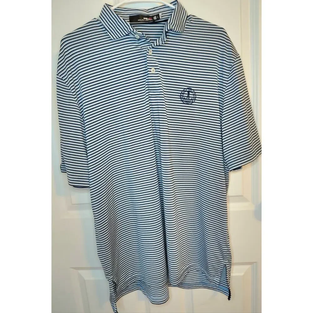 RLX Ralph Lauren Chicago Golf Club Striped Performance Polo Shirt Men’s Large